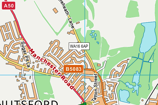 WA16 6AP map - OS VectorMap District (Ordnance Survey) WA16 6AP map - OS VectorMap District (Ordnance Survey)