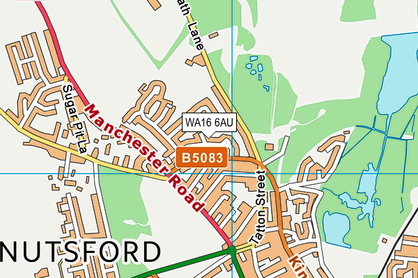 WA16 6AU map - OS VectorMap District (Ordnance Survey) WA16 6AU map - OS VectorMap District (Ordnance Survey)