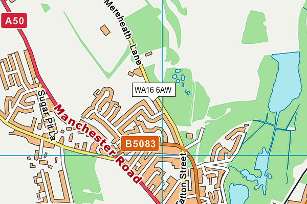 WA16 6AW map - OS VectorMap District (Ordnance Survey) WA16 6AW map - OS VectorMap District (Ordnance Survey)