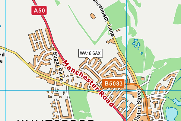 WA16 6AX map - OS VectorMap District (Ordnance Survey) WA16 6AX map - OS VectorMap District (Ordnance Survey)