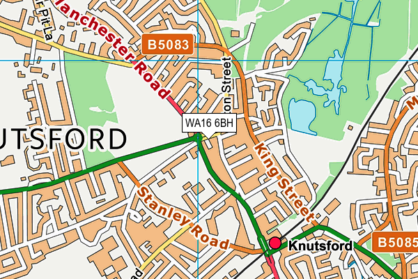 WA16 6BH map - OS VectorMap District (Ordnance Survey)