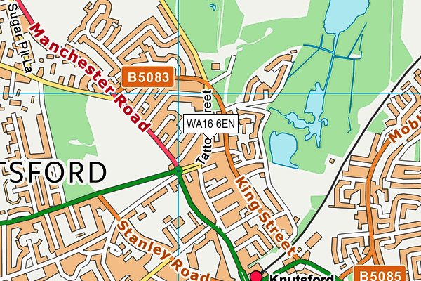 WA16 6EN map - OS VectorMap District (Ordnance Survey)
