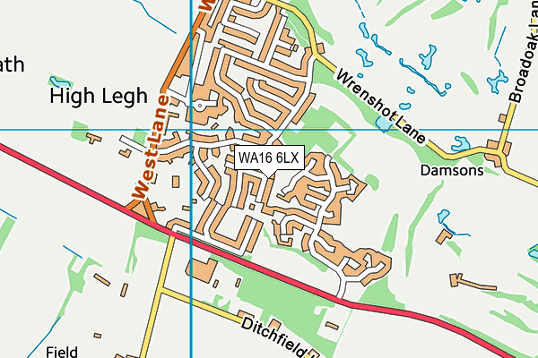 WA16 6LX map - OS VectorMap District (Ordnance Survey) WA16 6LX map - OS VectorMap District (Ordnance Survey)