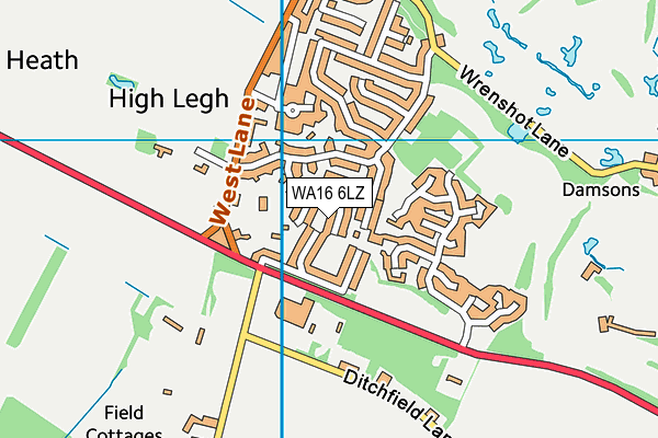 WA16 6LZ map - OS VectorMap District (Ordnance Survey) WA16 6LZ map - OS VectorMap District (Ordnance Survey)