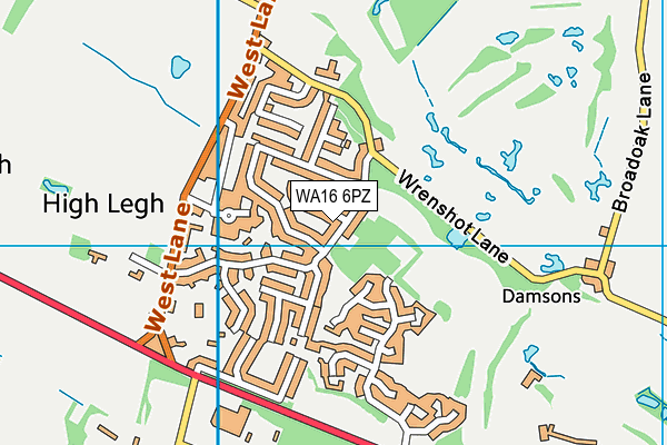 WA16 6PZ map - OS VectorMap District (Ordnance Survey) WA16 6PZ map - OS VectorMap District (Ordnance Survey)