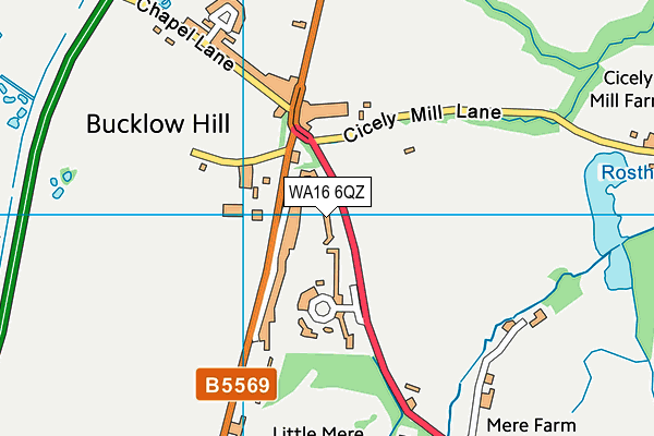 WA16 6QZ map - OS VectorMap District (Ordnance Survey)