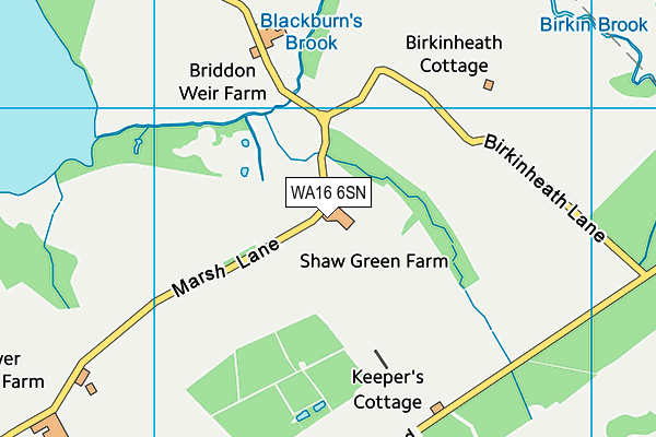 WA16 6SN map - OS VectorMap District (Ordnance Survey) WA16 6SN map - OS VectorMap District (Ordnance Survey)