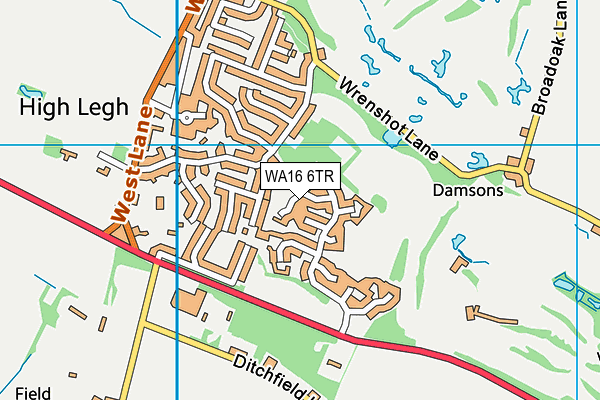 WA16 6TR map - OS VectorMap District (Ordnance Survey) WA16 6TR map - OS VectorMap District (Ordnance Survey)