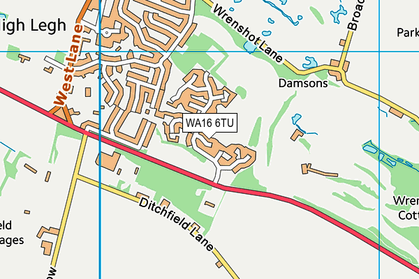 WA16 6TU map - OS VectorMap District (Ordnance Survey) WA16 6TU map - OS VectorMap District (Ordnance Survey)