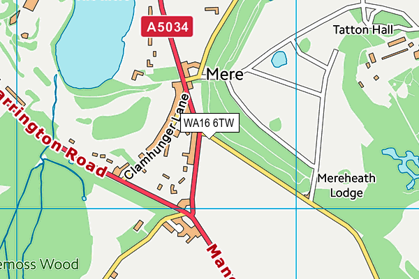 WA16 6TW map - OS VectorMap District (Ordnance Survey)