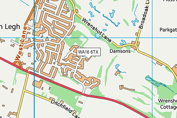 WA16 6TX map - OS VectorMap District (Ordnance Survey) WA16 6TX map - OS VectorMap District (Ordnance Survey)