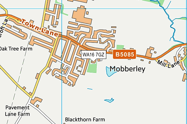 WA16 7GZ map - OS VectorMap District (Ordnance Survey)