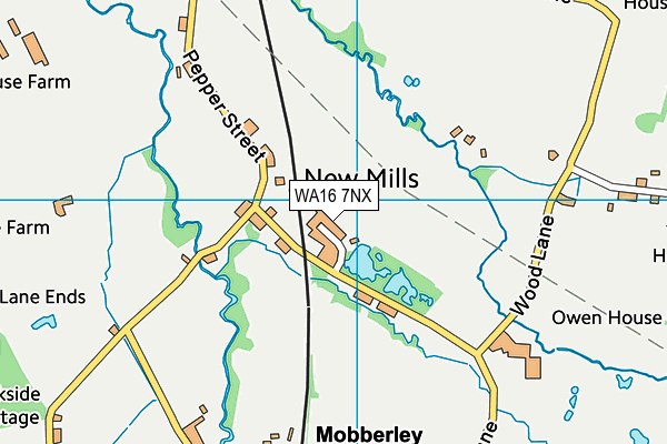 WA16 7NX map - OS VectorMap District (Ordnance Survey) WA16 7NX map - OS VectorMap District (Ordnance Survey)