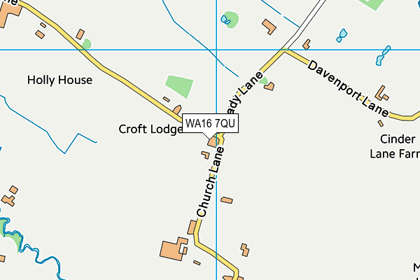 WA16 7QU map - OS VectorMap District (Ordnance Survey) WA16 7QU map - OS VectorMap District (Ordnance Survey)