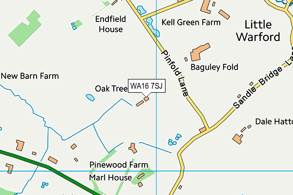 WA16 7SJ map - OS VectorMap District (Ordnance Survey) WA16 7SJ map - OS VectorMap District (Ordnance Survey)