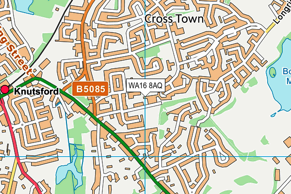 WA16 8AQ map - OS VectorMap District (Ordnance Survey) WA16 8AQ map - OS VectorMap District (Ordnance Survey)