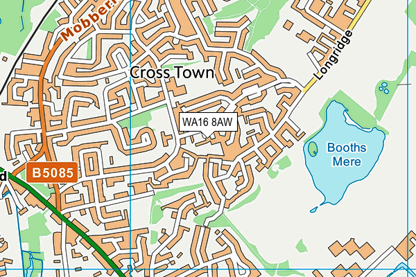 WA16 8AW map - OS VectorMap District (Ordnance Survey) WA16 8AW map - OS VectorMap District (Ordnance Survey)