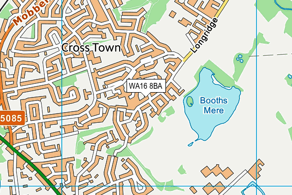WA16 8BA map - OS VectorMap District (Ordnance Survey) WA16 8BA map - OS VectorMap District (Ordnance Survey)