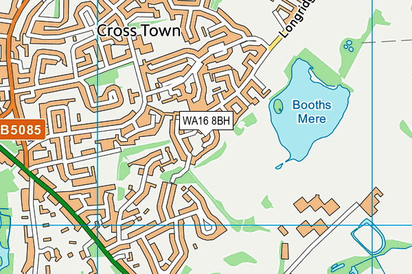WA16 8BH map - OS VectorMap District (Ordnance Survey) WA16 8BH map - OS VectorMap District (Ordnance Survey)