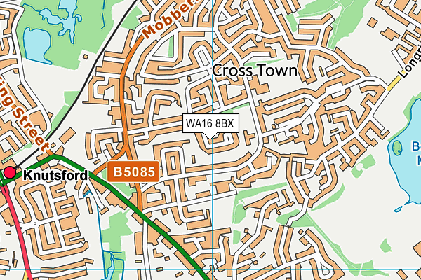 WA16 8BX map - OS VectorMap District (Ordnance Survey) WA16 8BX map - OS VectorMap District (Ordnance Survey)