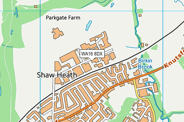 WA16 8DX map - OS VectorMap District (Ordnance Survey)