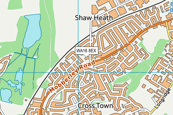 WA16 8EX map - OS VectorMap District (Ordnance Survey) WA16 8EX map - OS VectorMap District (Ordnance Survey)
