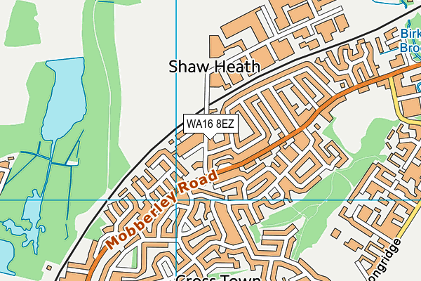 WA16 8EZ map - OS VectorMap District (Ordnance Survey)