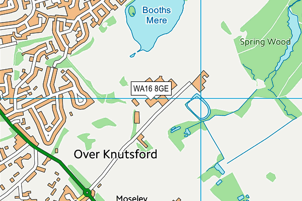 WA16 8GE map - OS VectorMap District (Ordnance Survey) WA16 8GE map - OS VectorMap District (Ordnance Survey)