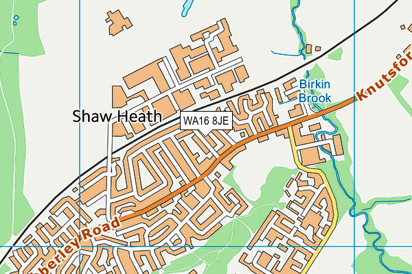 WA16 8JE map - OS VectorMap District (Ordnance Survey) WA16 8JE map - OS VectorMap District (Ordnance Survey)