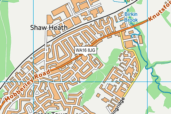 WA16 8JG map - OS VectorMap District (Ordnance Survey) WA16 8JG map - OS VectorMap District (Ordnance Survey)