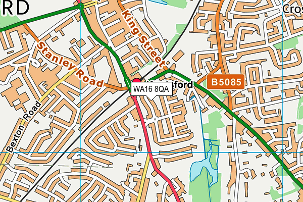 WA16 8QA map - OS VectorMap District (Ordnance Survey)
