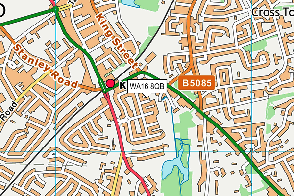 WA16 8QB map - OS VectorMap District (Ordnance Survey) WA16 8QB map - OS VectorMap District (Ordnance Survey)