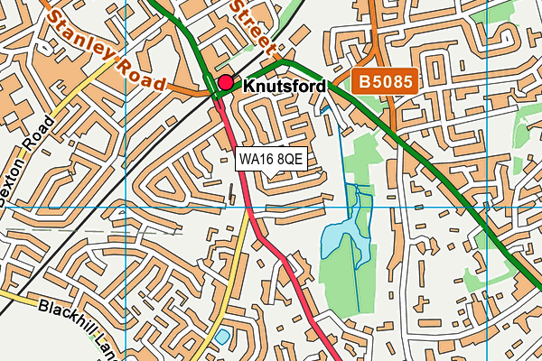 WA16 8QE map - OS VectorMap District (Ordnance Survey)