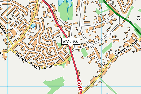 WA16 8QJ map - OS VectorMap District (Ordnance Survey) WA16 8QJ map - OS VectorMap District (Ordnance Survey)