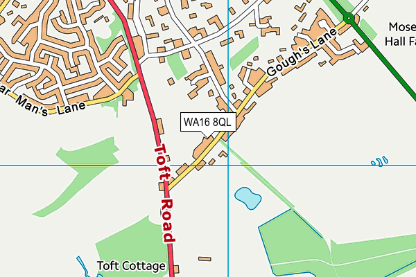 WA16 8QL map - OS VectorMap District (Ordnance Survey) WA16 8QL map - OS VectorMap District (Ordnance Survey)