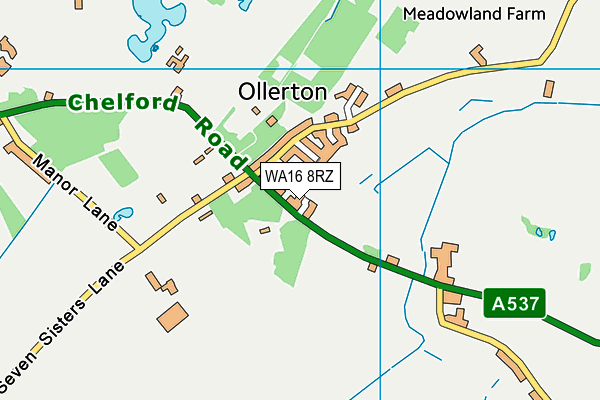 WA16 8RZ map - OS VectorMap District (Ordnance Survey) WA16 8RZ map - OS VectorMap District (Ordnance Survey)
