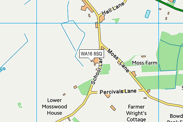 WA16 8SQ map - OS VectorMap District (Ordnance Survey) WA16 8SQ map - OS VectorMap District (Ordnance Survey)