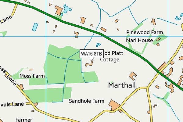 WA16 8TB map - OS VectorMap District (Ordnance Survey) WA16 8TB map - OS VectorMap District (Ordnance Survey)