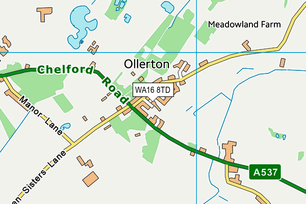 WA16 8TD map - OS VectorMap District (Ordnance Survey) WA16 8TD map - OS VectorMap District (Ordnance Survey)