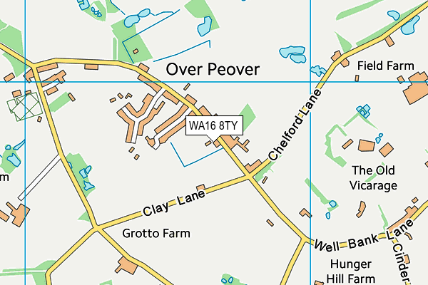 WA16 8TY map - OS VectorMap District (Ordnance Survey) WA16 8TY map - OS VectorMap District (Ordnance Survey)
