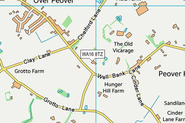 WA16 8TZ map - OS VectorMap District (Ordnance Survey)