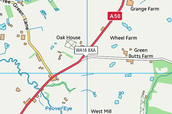 WA16 8XA map - OS VectorMap District (Ordnance Survey) WA16 8XA map - OS VectorMap District (Ordnance Survey)