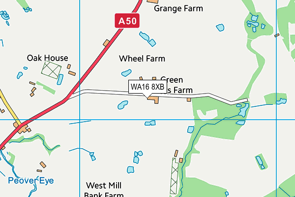 WA16 8XB map - OS VectorMap District (Ordnance Survey) WA16 8XB map - OS VectorMap District (Ordnance Survey)
