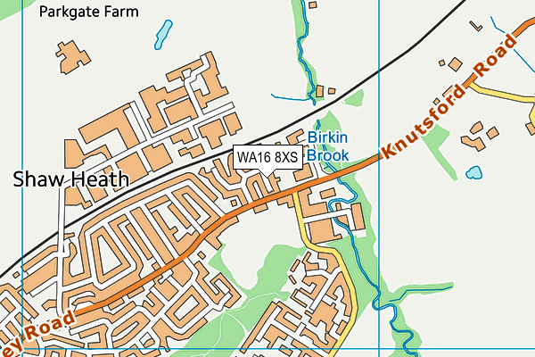 WA16 8XS map - OS VectorMap District (Ordnance Survey)