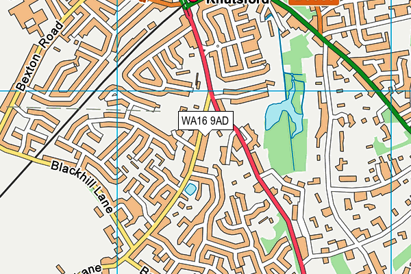 WA16 9AD map - OS VectorMap District (Ordnance Survey) WA16 9AD map - OS VectorMap District (Ordnance Survey)