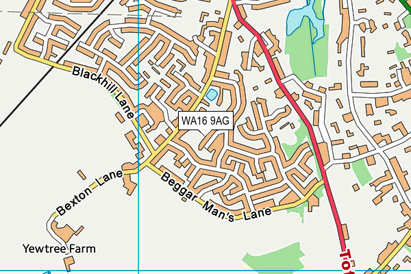 WA16 9AG map - OS VectorMap District (Ordnance Survey) WA16 9AG map - OS VectorMap District (Ordnance Survey)