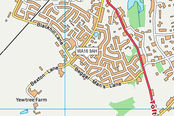 WA16 9AH map - OS VectorMap District (Ordnance Survey) WA16 9AH map - OS VectorMap District (Ordnance Survey)