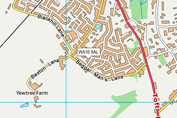 WA16 9AL map - OS VectorMap District (Ordnance Survey) WA16 9AL map - OS VectorMap District (Ordnance Survey)