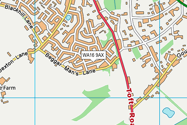 WA16 9AX map - OS VectorMap District (Ordnance Survey) WA16 9AX map - OS VectorMap District (Ordnance Survey)