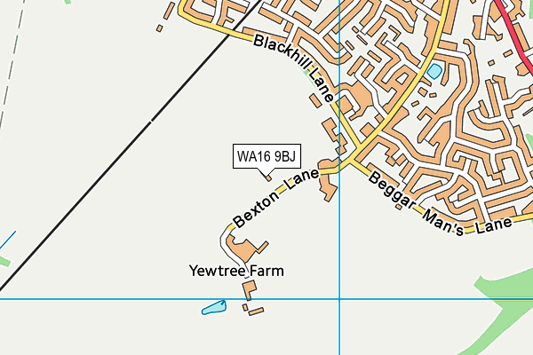 WA16 9BJ map - OS VectorMap District (Ordnance Survey) WA16 9BJ map - OS VectorMap District (Ordnance Survey)